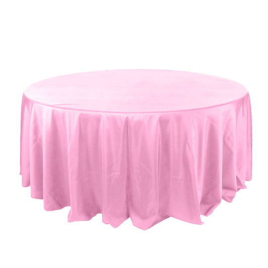 132" Pink Seamless Polyester Round Tablecloth